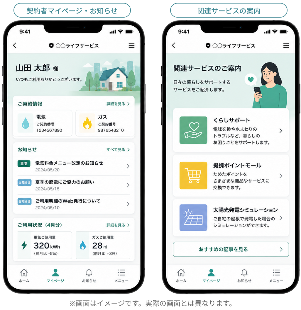 生活インフラ業界におけるLINE活用の画面イメージ